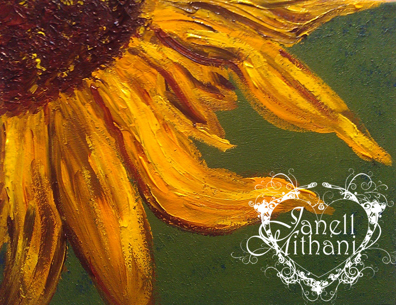 Acrylic painting of sunflower by Janell Mithani