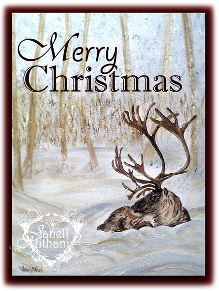 Reindeer Christmas Card by Janell MIthani