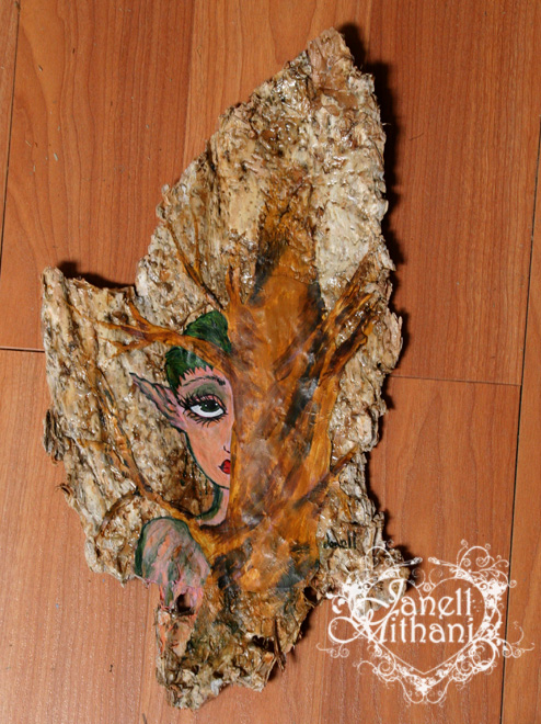 Fairy bark painting against wood flooring