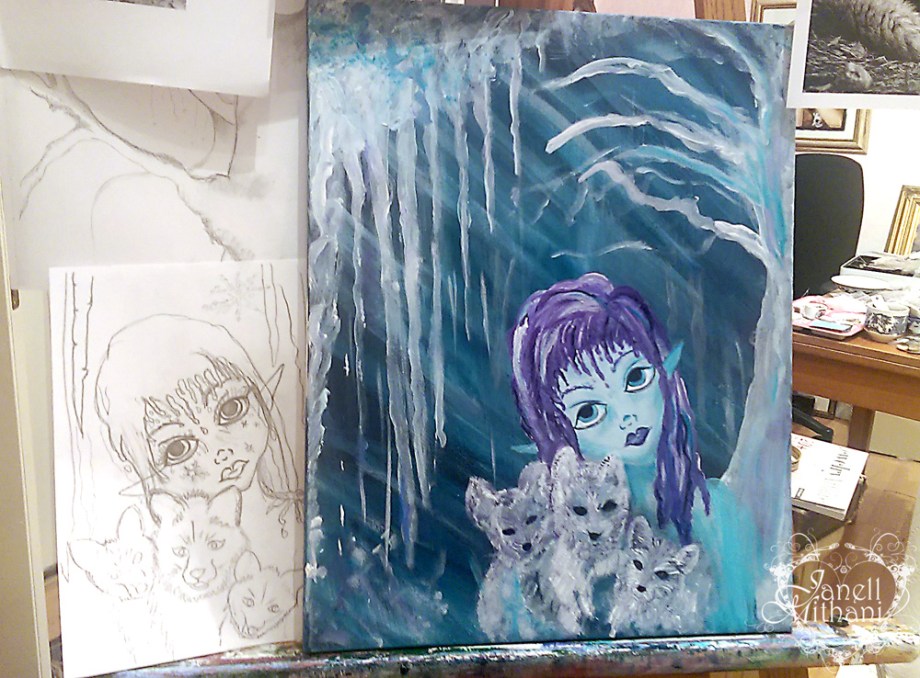 painting in progress by Janell Mithani