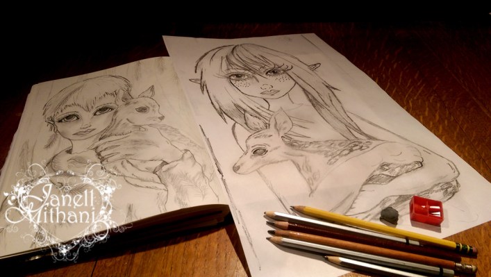 Sketches of fairies and fawns by Janell Mithani