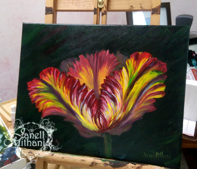 Rainbow Tulip Painting by Janell Mithani