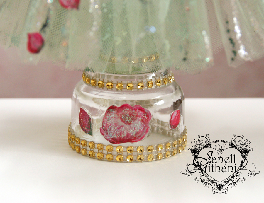 glass stand for mixed media mini fairy paper dress