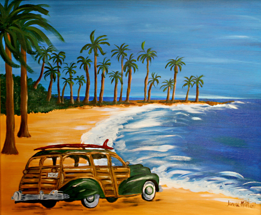At the beach painting by Janell Mithani
